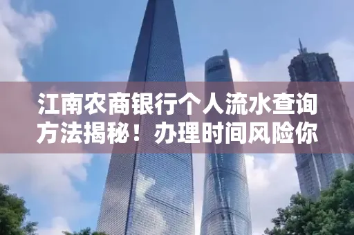 江南农商银行个人流水查询方法揭秘!办理时间风险你了解吗?实用指南
